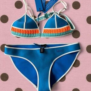 triangl swimwear Blue & Orange Neoprene Bikini Set